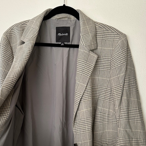 Madewell Gray Plaid Women's 2XL Blazer - Picture 3 of 5